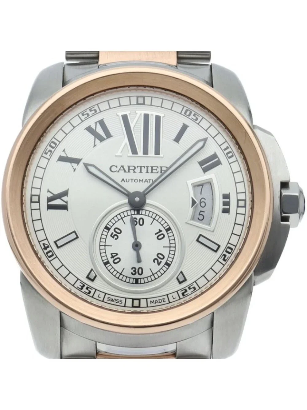 Cartier Caliber de Watch Box 18k Pink Gold SS Silver Polished